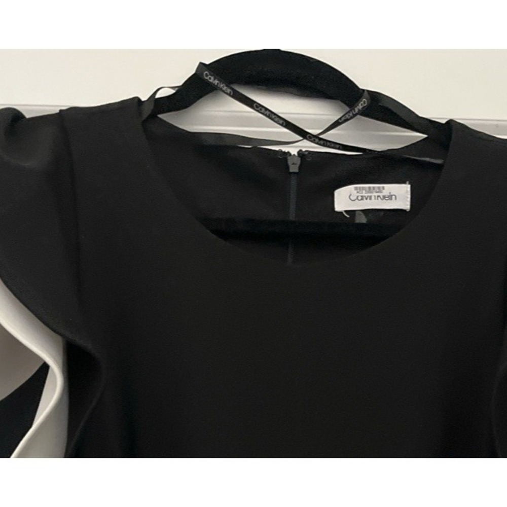 Calvin Klein Black Wide Leg Jumpsuit Women Ruffle Sleeve Formal Evening Cocktail - Picture 6 of 7